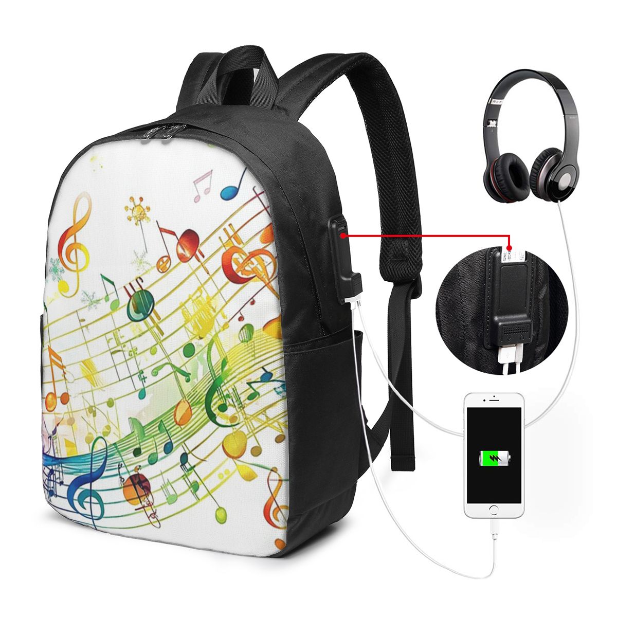 Laptop Bag - 음악 노트가 있는 추상적인 피아노 건반