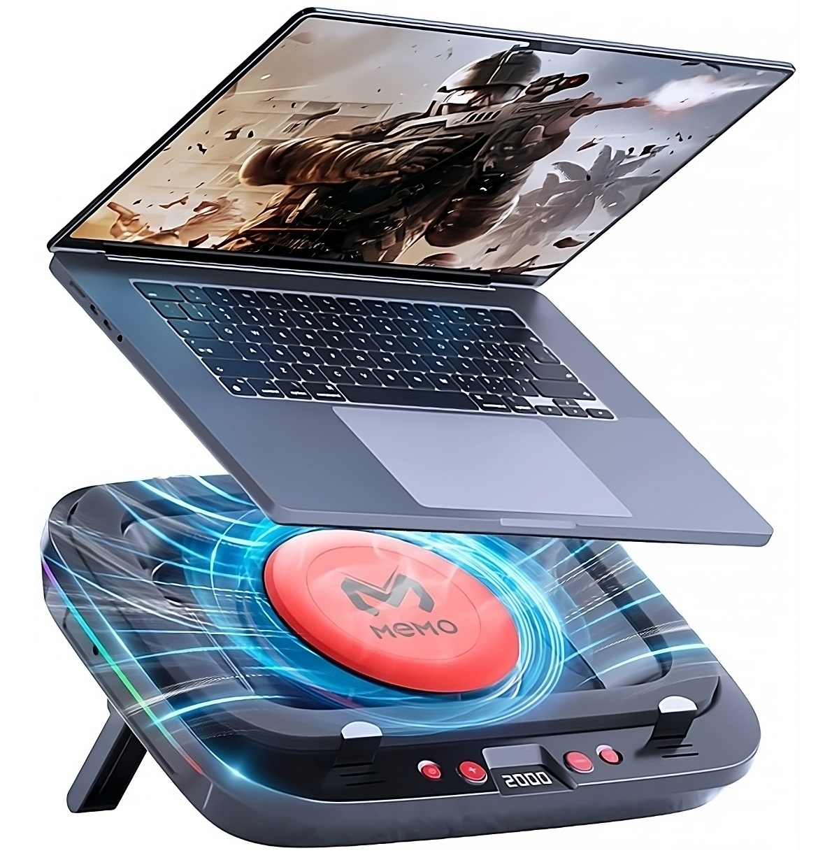 Laptop Cooling Pad - 메모 노트북 쿨러 LED 디스플레이 탑재,