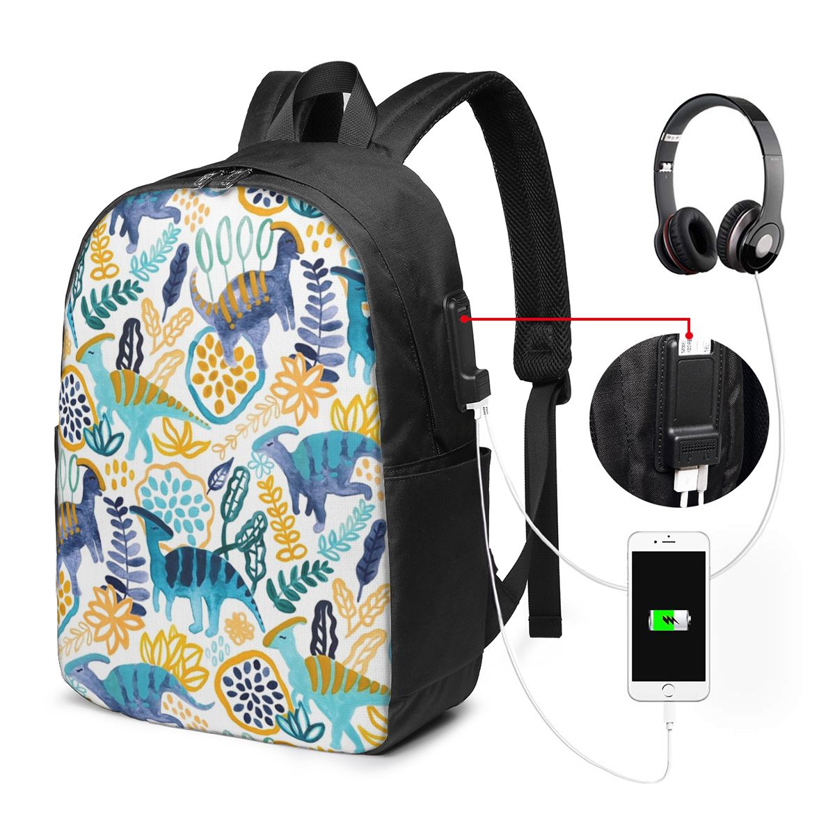 Laptop Bag - Gouache Parasaurolophuses 배낭 여행 노트북 가방
