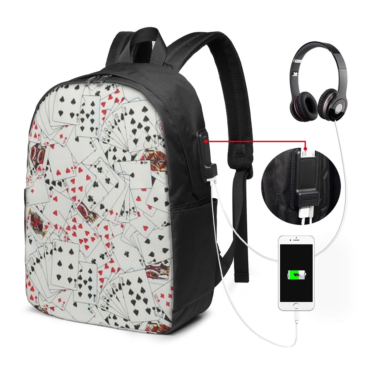 플레잉 카드 포커 프린트 배낭 여행 노트북 가방 컴퓨터 - Laptop Bag 리뷰 및 가격