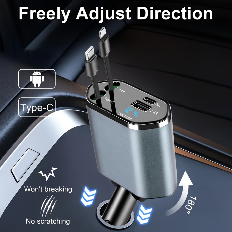 4 in 1 고속 차량용 휴대폰 충전기, 180 °   - Usb C Hub 리뷰 및 가격