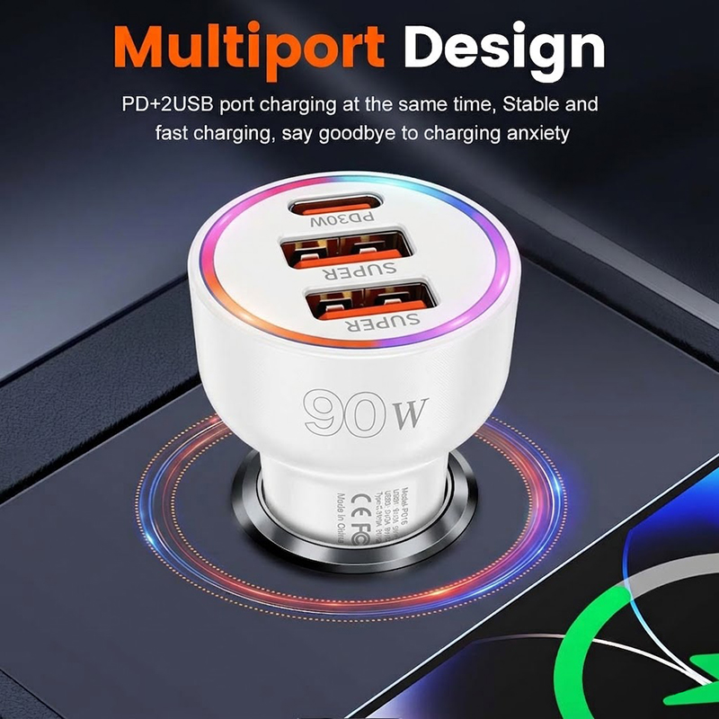 90W 차량용 충전기 어댑터, 멀티 컬러 LED 무드등 - Usb C Hub 리뷰 및 가격