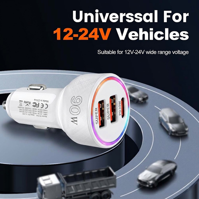 90W 차량용 충전기 어댑터, 멀티 컬러 LED 무드등 - Usb C Hub 리뷰 및 가격